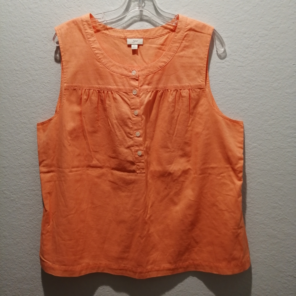 NWOT J. Jill Orange 100% Cotton Sleeveless Top - Size XL
